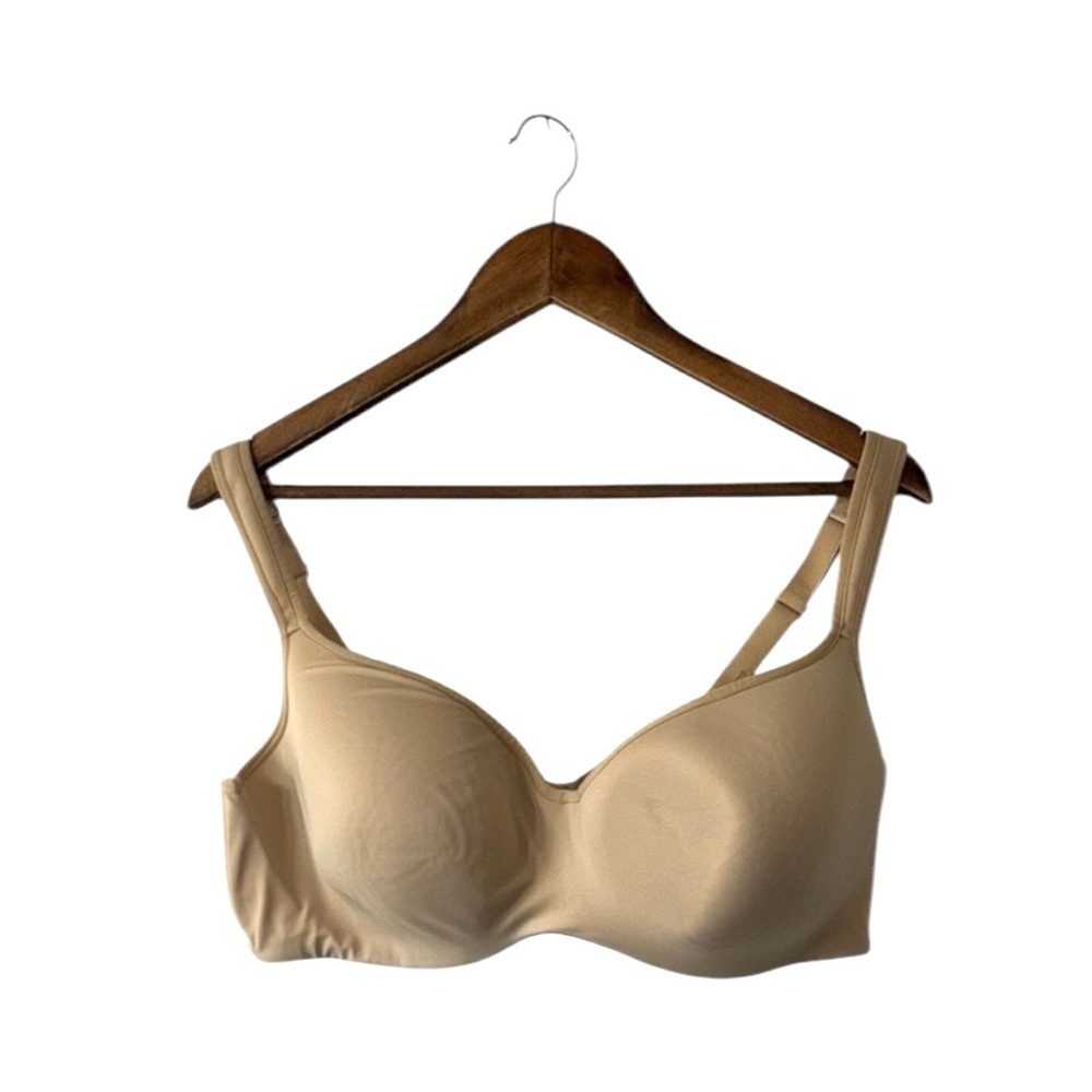 Cacique Smooth Balconette Bra Thick Straps Tan Nude Comfort Underwire Size 44DD